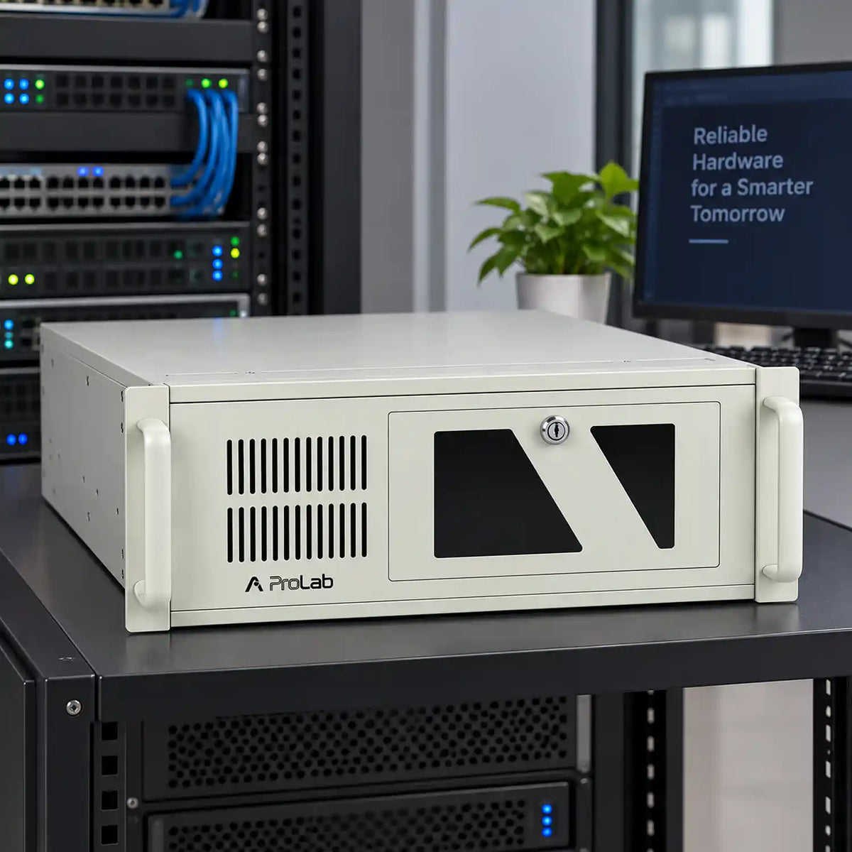 ProLab Design PL-450-3P 4U rackmount server chassis for ATX and Micro-ATX placed on workstation rack cabinet in data center -tpstech.in