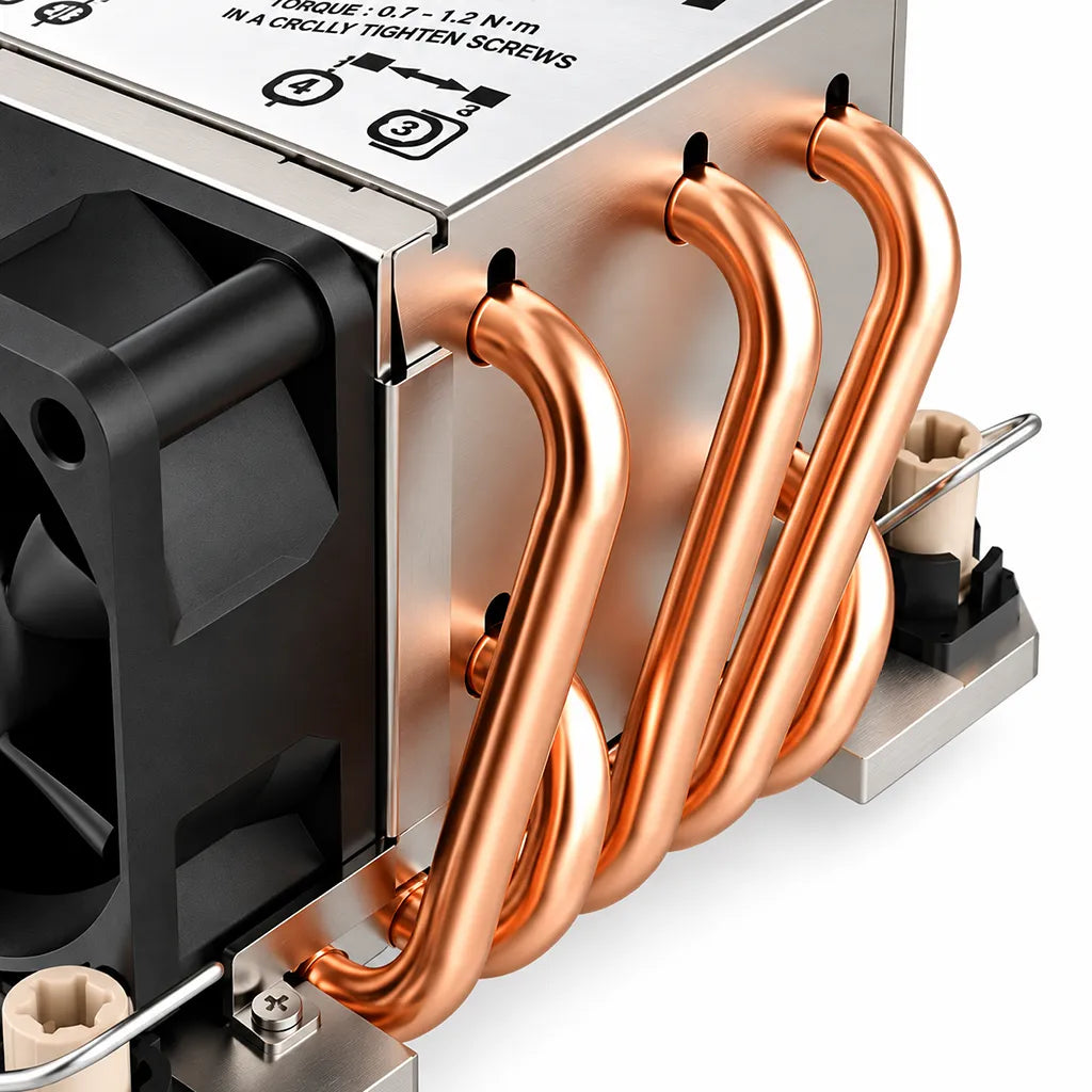 ProLab Design PL-LGA4677-2U Server CPU Cooler Copper Heatpipes Close Up View - tpstech.in