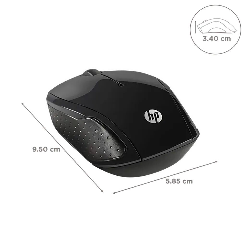 Repacked HP Wireless Mouse 200 product dimensions in centimeters -tpstech.in