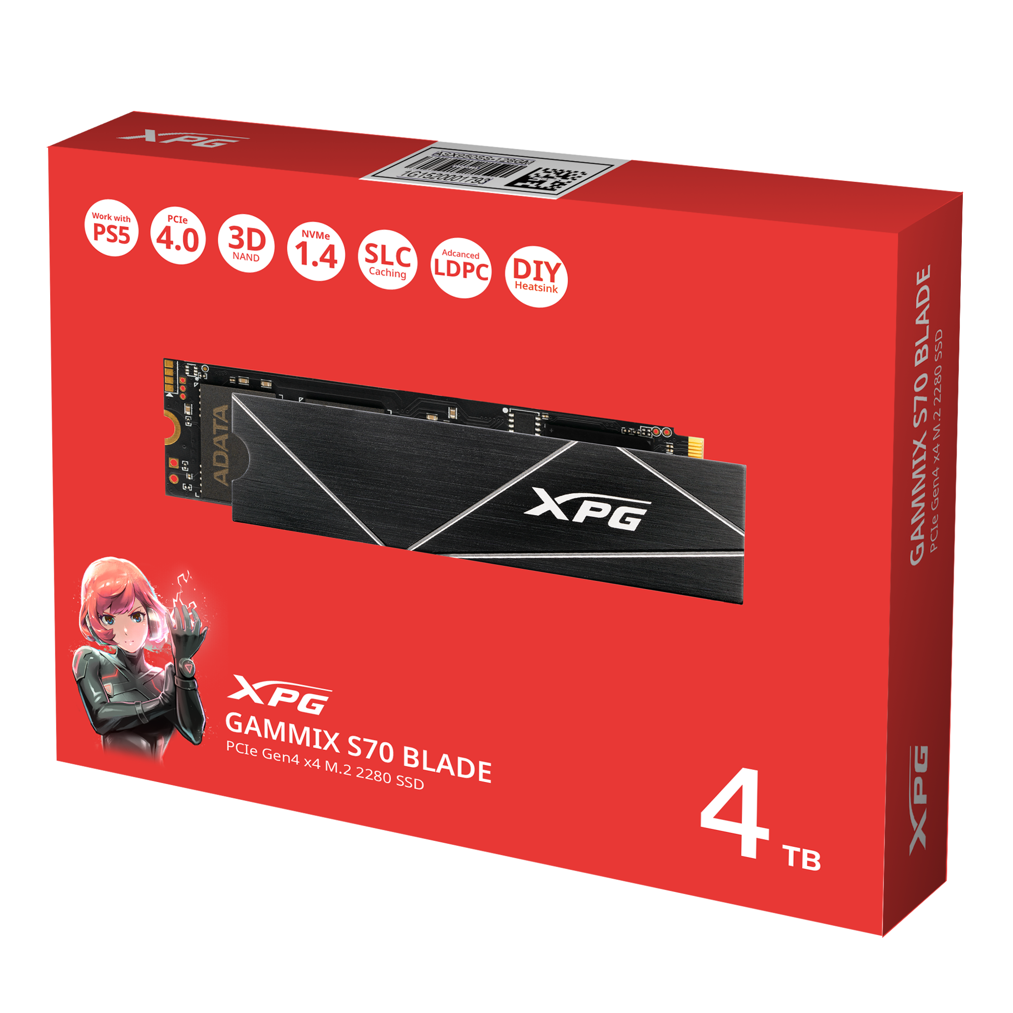 内蔵型SSD SSD 4TB M.2 NVMe XPG Gammix S70 Blade XPG GAMMIX S70 Blade M.2 NVME 4TB PCIe Gen4 Internal Solid-State