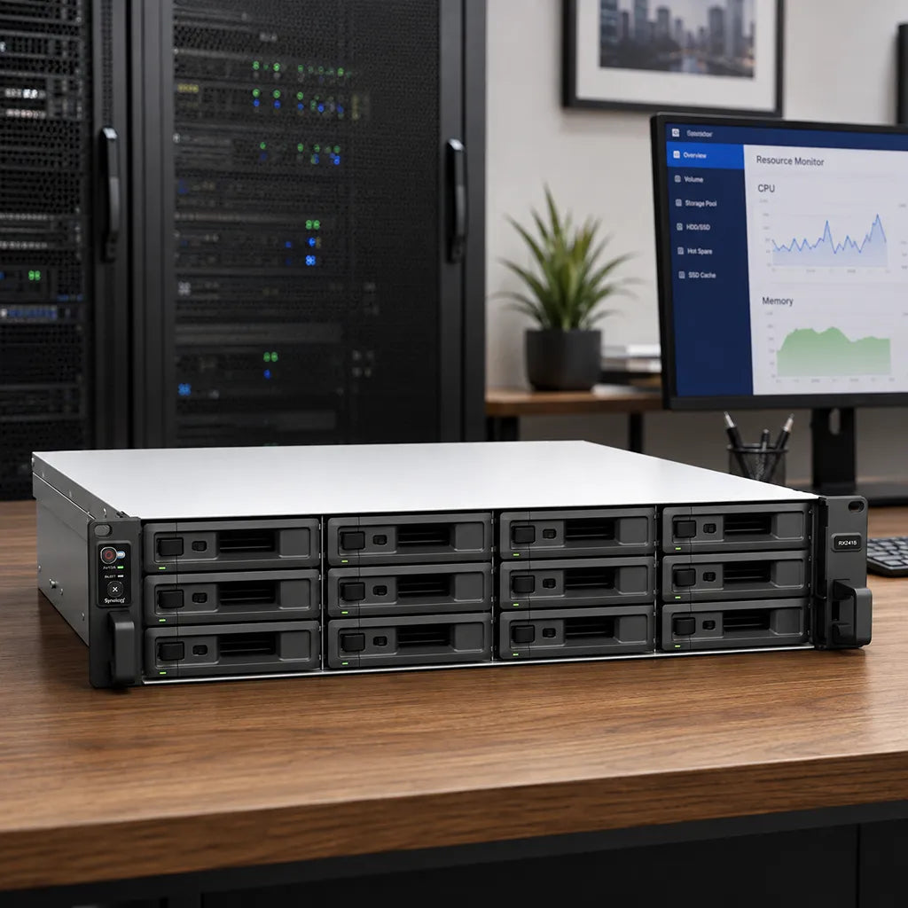 Synology DVA7400 AI surveillance NVR installed in a professional server environment -tpstech.in