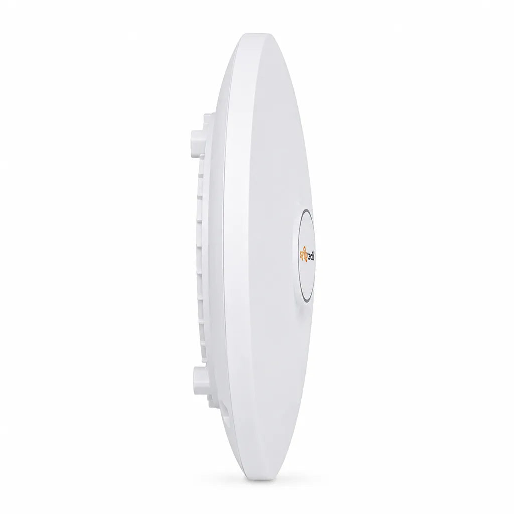 Syrotech SY-AP-3000-AX WiFi 6 Dual-Band 3000Mbps Long-Range Indoor Access Point full right side profile with slim white housing for enterprise WiFi deployment - tpstech.in