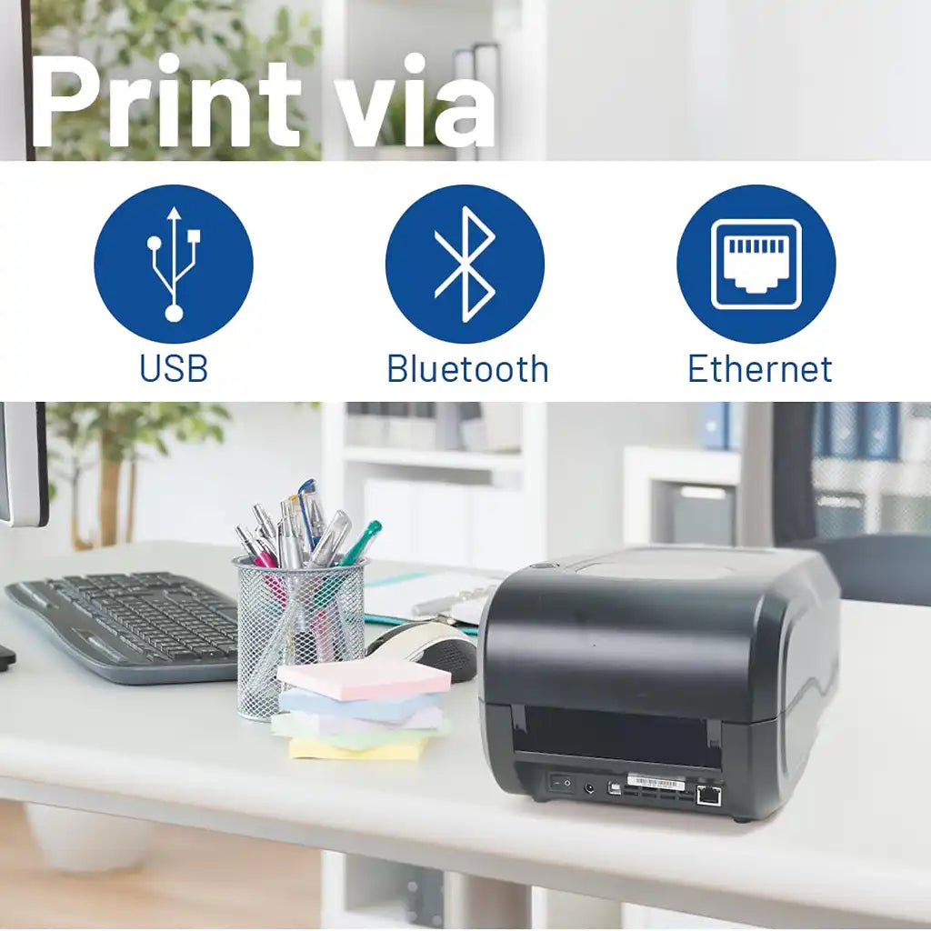 TSC TL241 4-Inch thermal label printer with USB Ethernet Bluetooth angled perspective view showing sleek black chassis -tpstech.in