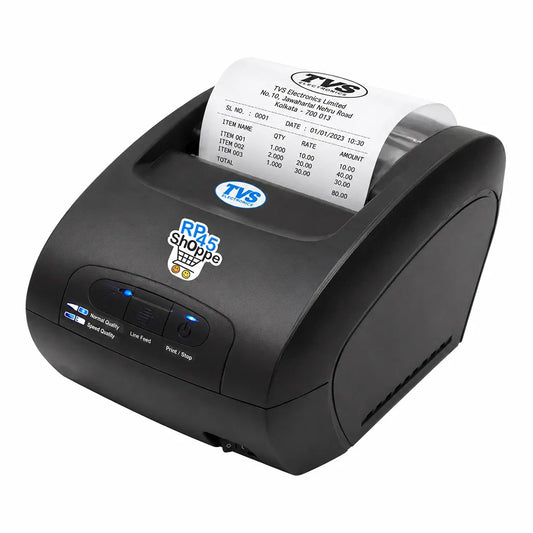 TVS Electronics RP-45 Shoppe POS Dot Matrix Printer left angled view with receipt printing support -tpstech.in