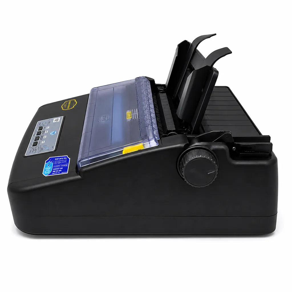 TVS MSP 270 Classic Plus Dot Matrix Printer right side view with paper handling system and adjustment knob for continuous forms printing | tpstech.in