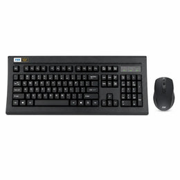 Front view of the TVS Platina wireless mechanical keyboard and wireless mouse combo with full-size layout and optical mouse.
