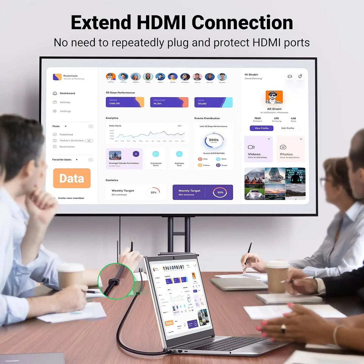 UGREEN HD151 HDMI 2.1 Extension Cable 1m 8K Support Laptop Connection to Conference Screen tpstech.in