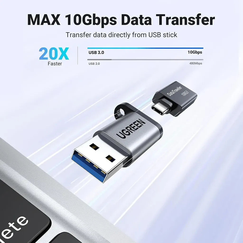 UGREEN UG-50533 USB-A to USB-C Adapter 10Gbps Fast Data Transfer on Laptop -tpstech.in