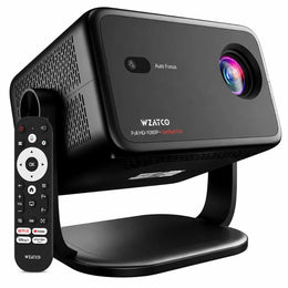 WZATCO Yuva Vibe Native 1080P Smart Projector featuring Auto Focus, Android 13, Netflix Certified OS and remote control.