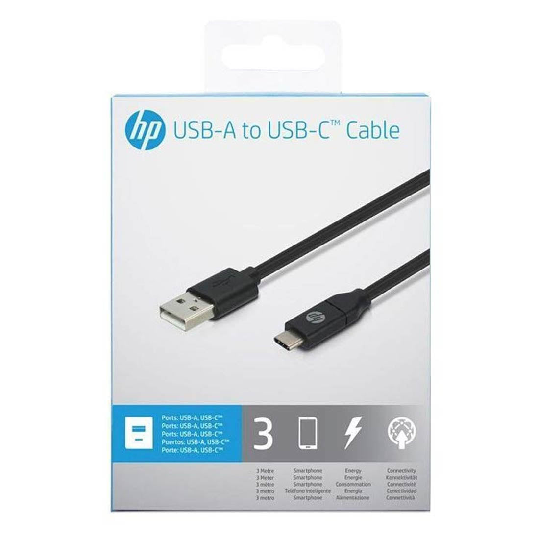 HP USB-A to USB-C 3 Meter Long Charging Cable with 480 Mbps Data Transfer Rate