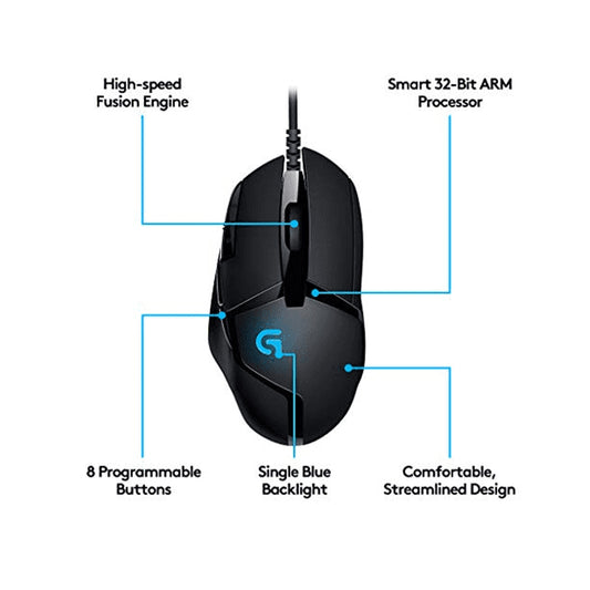 Logitech G402 Hyperion Fury Wired Fusion Engine Sensor Gaming Mouse with Adjustable DPI Up to 4000 and 8 Programmable Buttons
