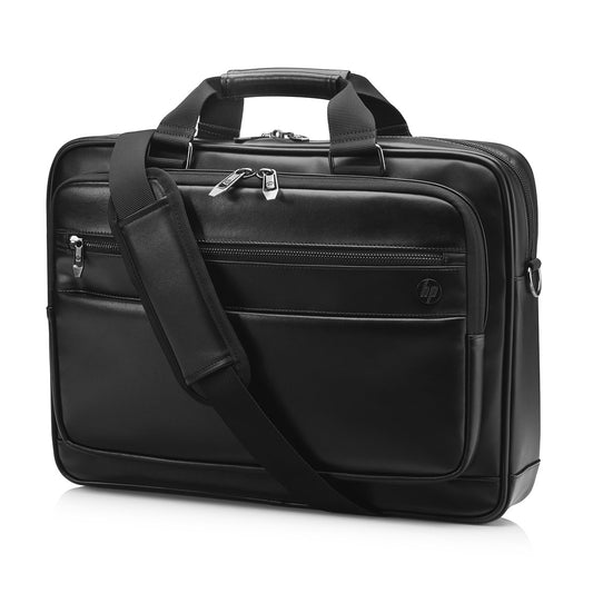 HP 6KD09AA Executive 15.6-Inch Leather Top Load Laptop Bag with Built-in USB Charging Port