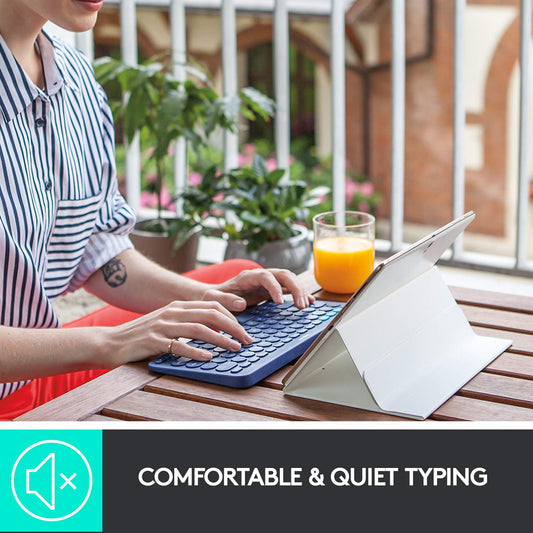 Logitech K380 Bluetooth Wireless Multi-Device Blue Keyboard with Up to 3 Devices Connectivity and 2 Year Battery Life
