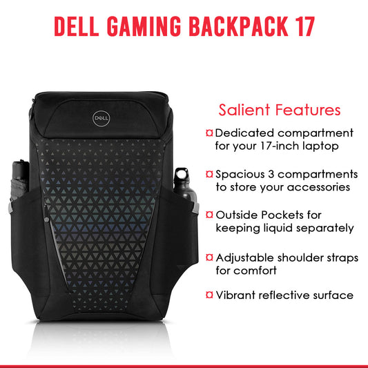 Dell GM1720PM Gaming Lite 17" Laptop Backpack with Water Resistant Exterior and Reflective Front