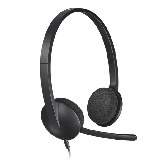 Logitech H340 USB Wired Headphone with Noise Cancelling Rotatable Mic - Black
