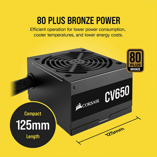 Corsair CV Series CV650 650W Non-Modular 80 PLUS Bronze Certified Power Supply From TPS Technologies