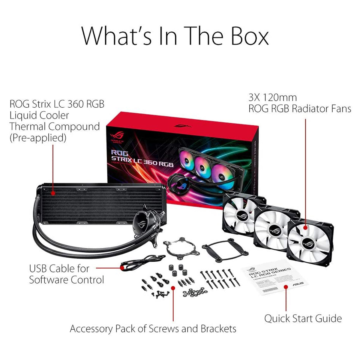ASUS ROG STRIX LC 360 RGB AIO 360mm Liquid Cooler with Triple 120mm PWM Fans