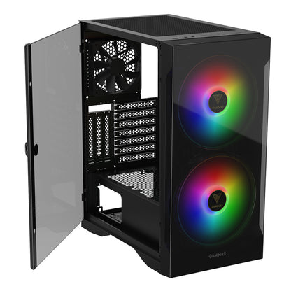 Gamdias APOLLO E2 Elite ATX Mid Tower ARGB Cabinet with Two Pre-Installed 200mm ARGB Fans and Tempered Glass Panel