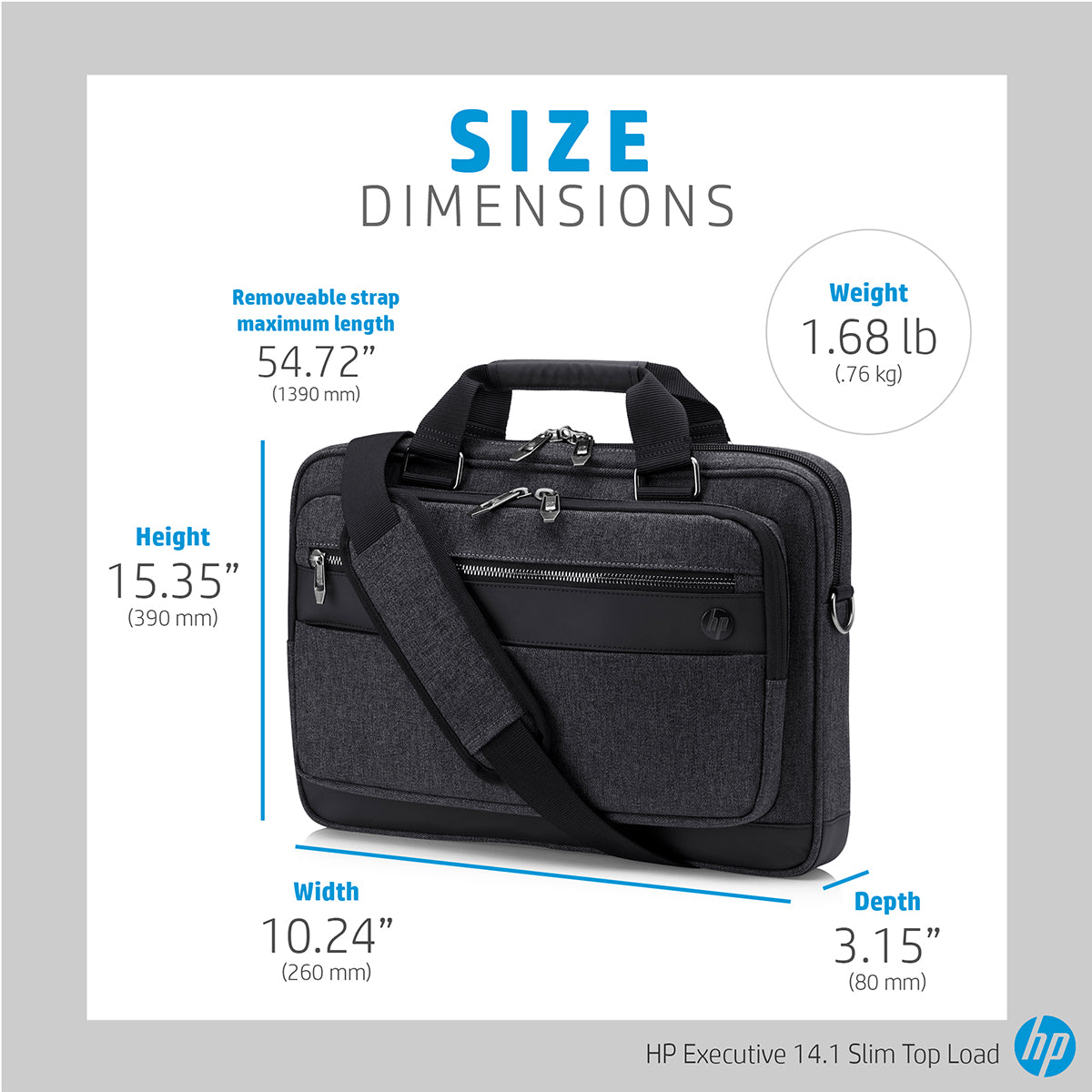 HP 6KD04AA Executive 14-Inch Slim Top Load Laptop Bag with Built-in USB Charging Port