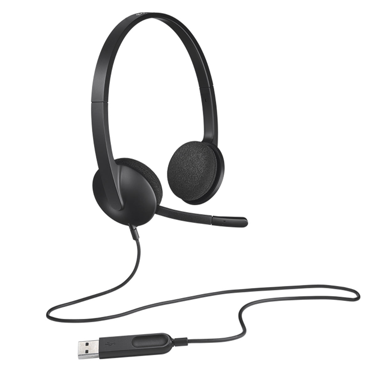 Logitech H340 USB Wired Headphone with Noise Cancelling Rotatable Mic - Black