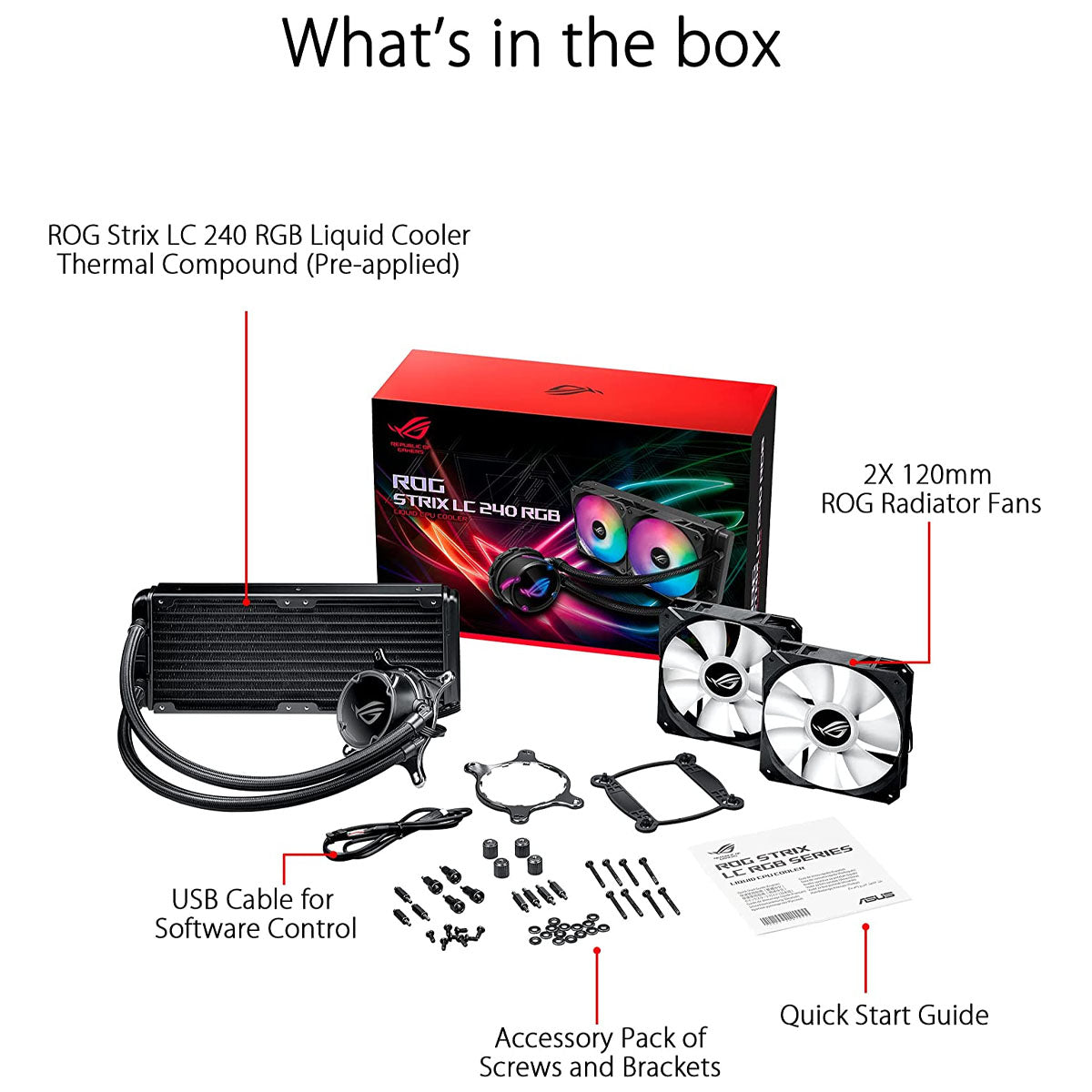 ASUS ROG STRIX LC 240 RGB AIO 240mm Liquid Cooler with Dual 120mm PWM Fans