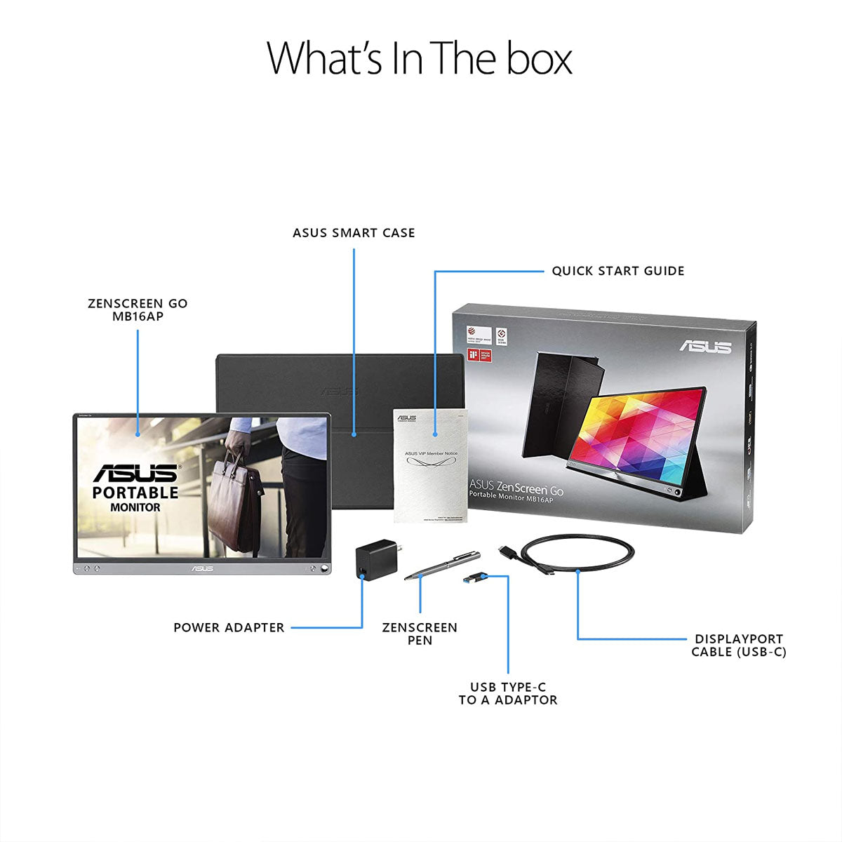 ASUS ZenScreen GO MB16AP 15.6-inch Full HD IPS USB-C Portable Monitor with ZenScreen Pen