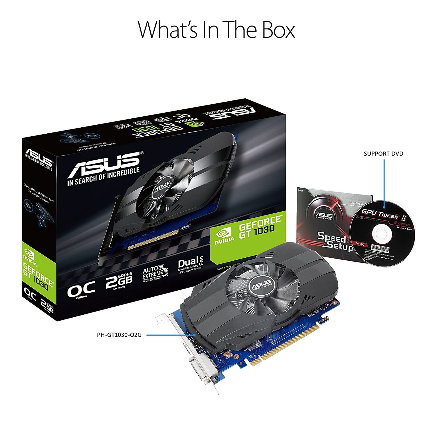 ASUS Phoenix GeForce GT1030 2GB GDDR5 64-Bit OC Edition Graphics Card with IP5X Dust Resistance