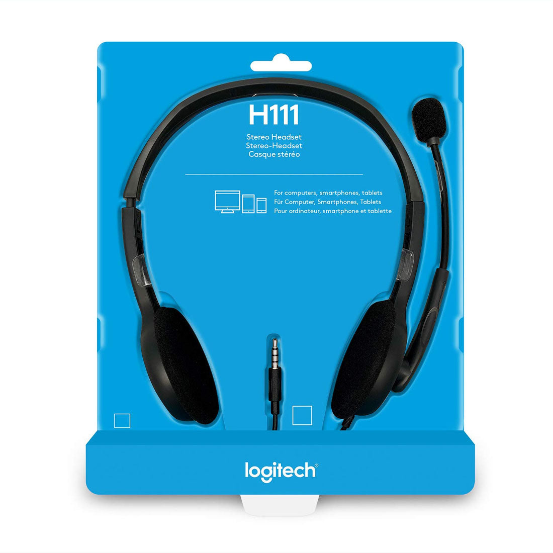Logitech H111 3.5mm Wired Stereo Headset with 180° Rotating Microphone - Black