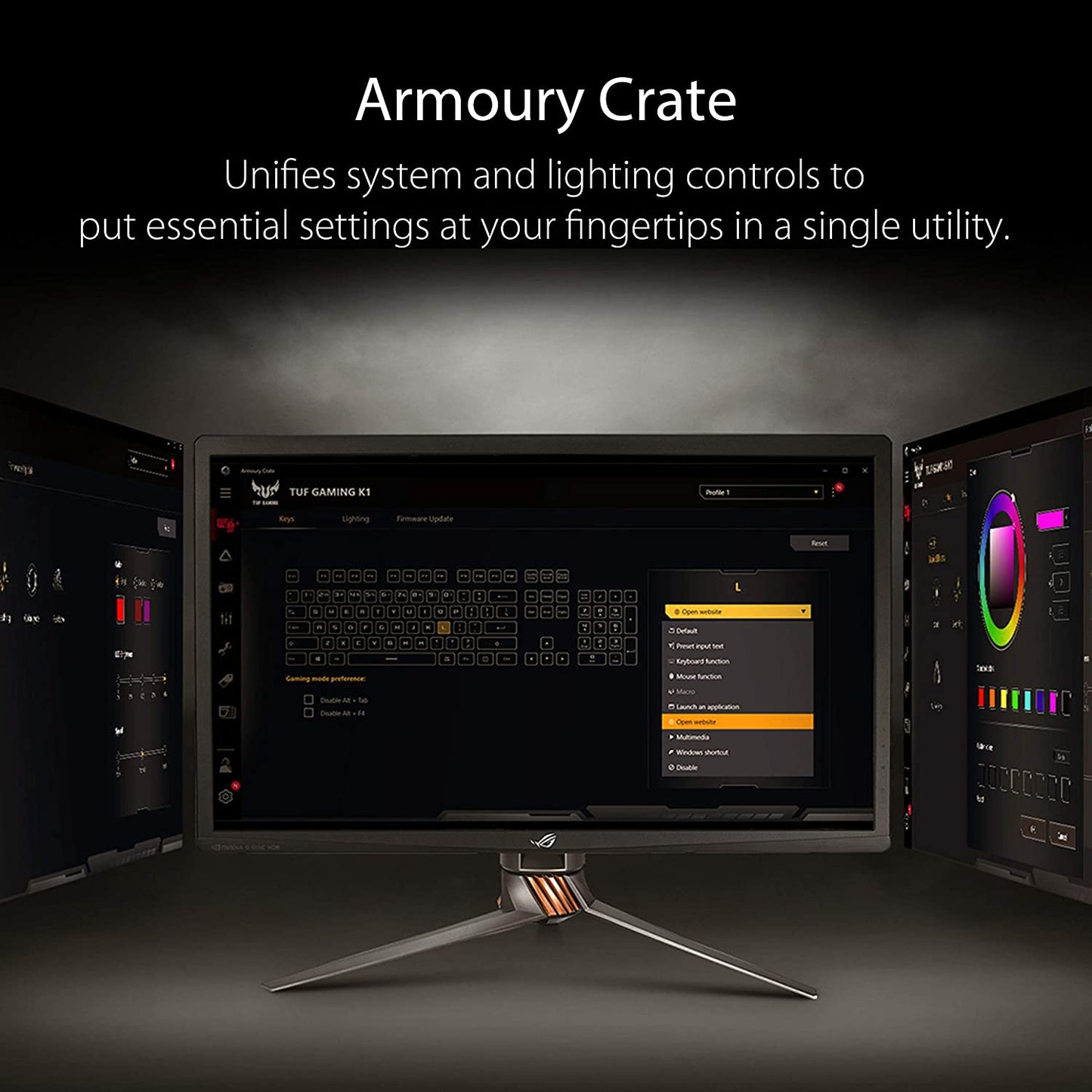 ASUS TUF K1 Gaming RGB Spill-Resistant Keyboard with Dedicated Volume Knob and Detachable Wrist Rest