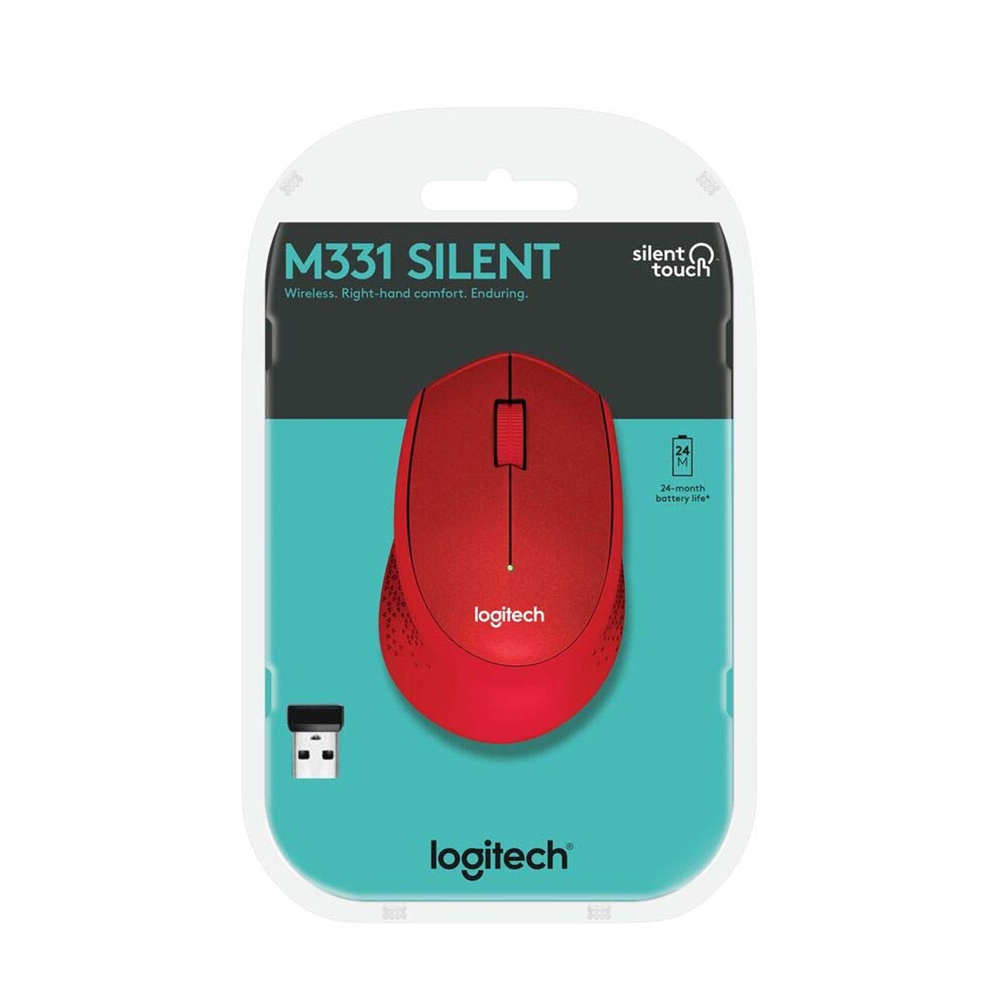 Logitech M331 Silent Plus 1000DPI 2.4GHz Optical Wireless Mouse - Red