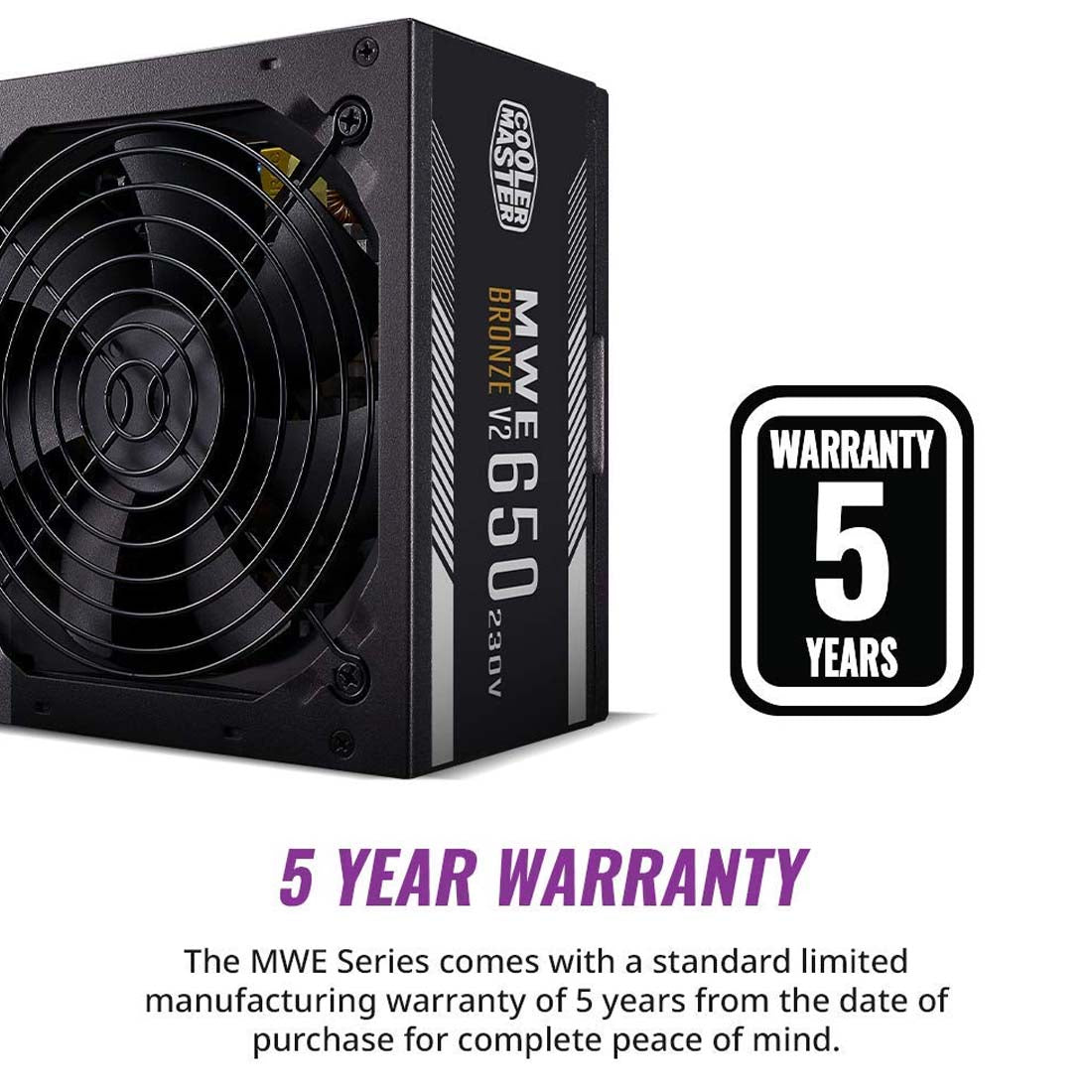 Cooler Master MWE Bronze 650 V3 650W ATX Non Modular Power Supply Unit - Black