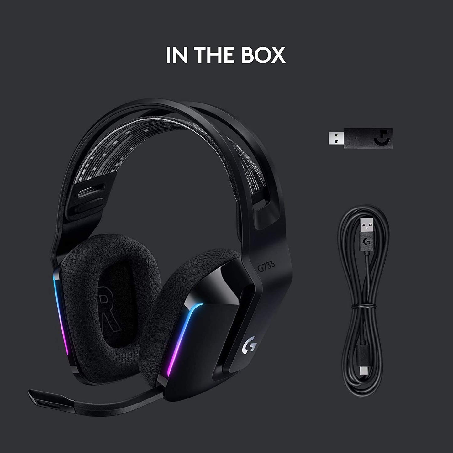 Logitech G733 Lightspeed RGB Wireless Gaming Headphone with PRO-G 40mm Driver and 6mm Boom Microphone