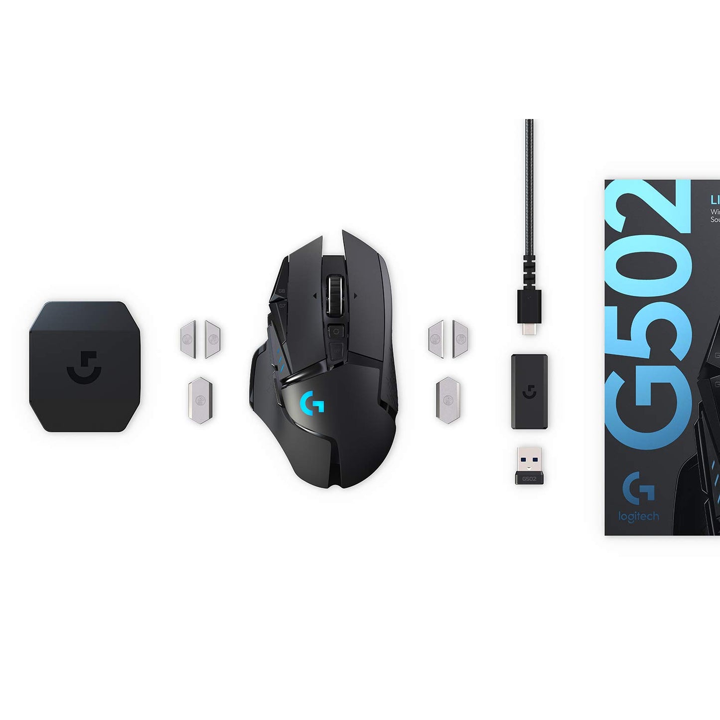 Logitech G502 Lightspeed Rechargeable Wireless 25K Sensor Gaming Mouse with Adjustable DPI Up to 25600 and 11 Programmable Buttons