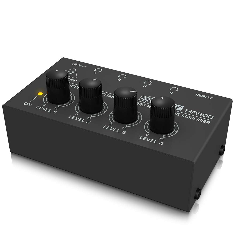 Behringer HA400 Ultra-Compact 4-Channel Stereo Headphone Amplifier with Level Control Per Channel