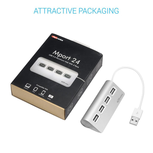 Portronics POR-717 MPort 24 USB 2.0 Hub with 4 USB Ports and Aluminum Build