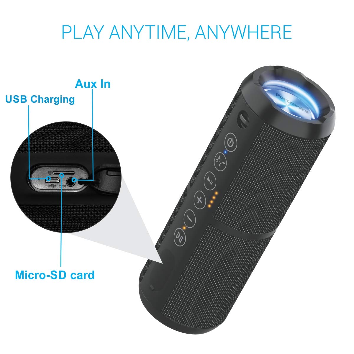 Portronics Breeze II POR-698 Bluetooth Rechargeable Portable Stereo Speaker with Micro SD Slot and IPx6 Water Resistance