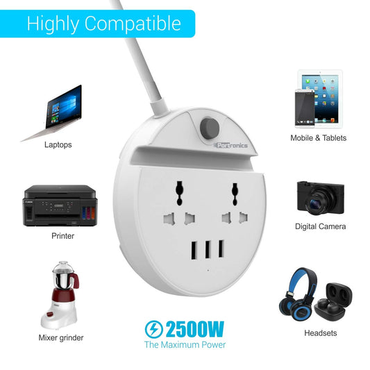 Portronics Power BUN Phone Docking Station with 2 AC Outlets and 3 USB Charging Ports