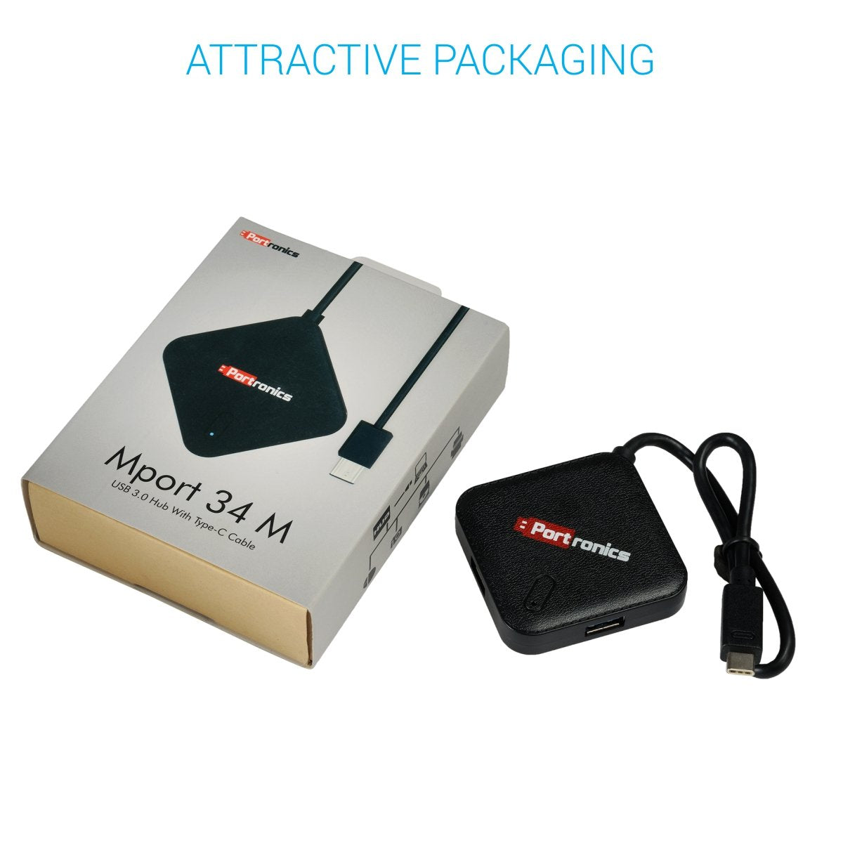 Portronics MPort 34 USB Hub with UBS-C Connectivity and 4 USB Ports