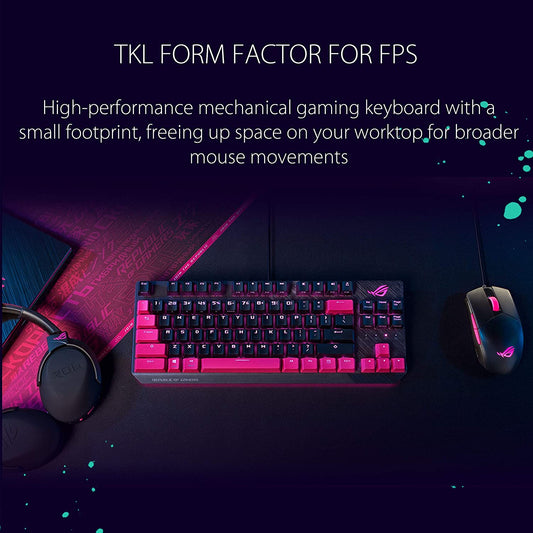 ASUS ROG Strix Scope TKL Electro Punk Mechanical Gaming Keyboard with Cherry MX Switch and Lightsync RGB