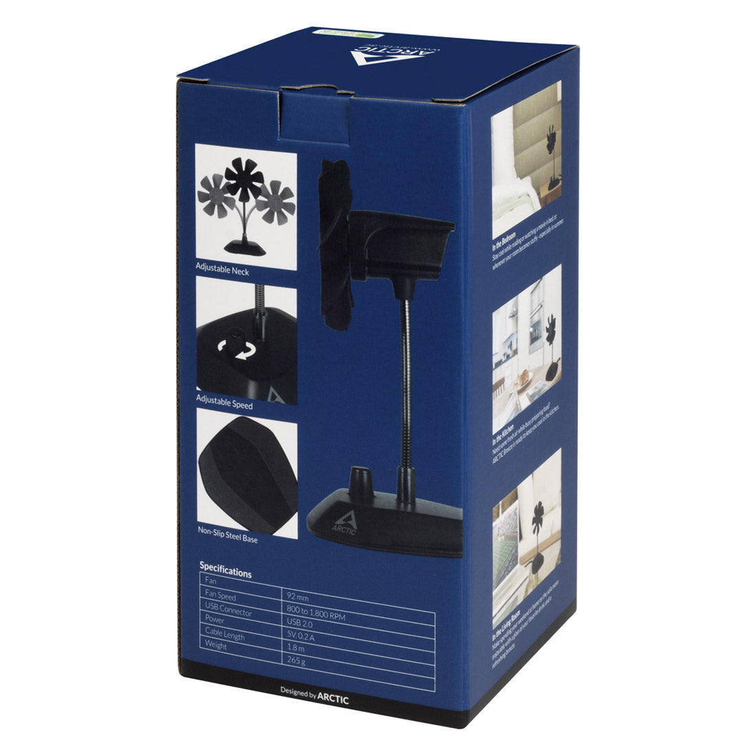 ARCTIC Breeze Color Portable USB Table Fan for Office and Laptop - Black