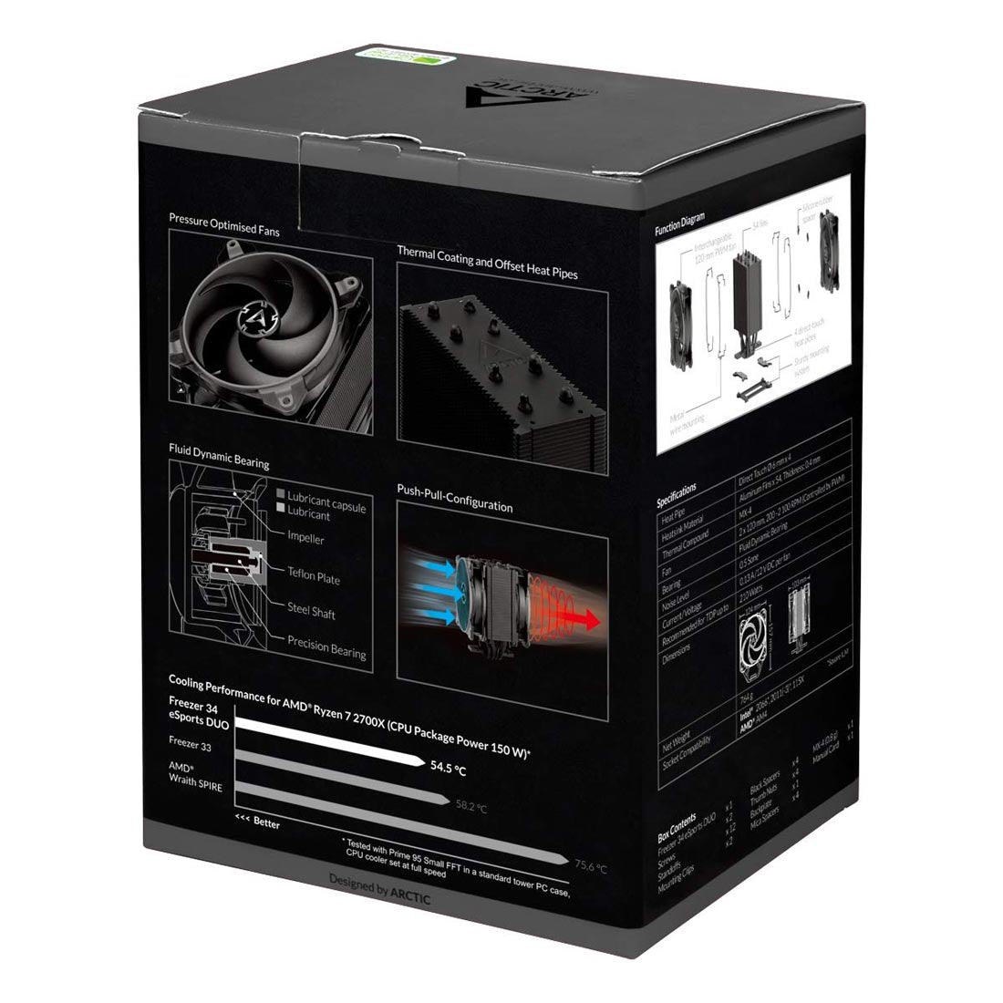 ARCTIC Freezer 34 eSports DUO Tower CPU Air Cooler with 120mm BioniX-P Fan - Grey