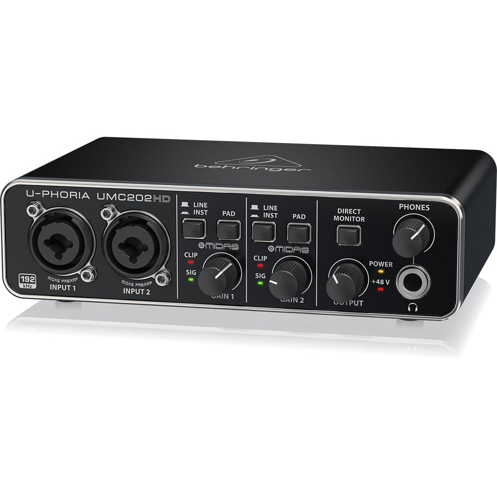 Behringer UMC202HD U-Phoria USB Audio Interface with MIDAS Microphone Preamplifiers
