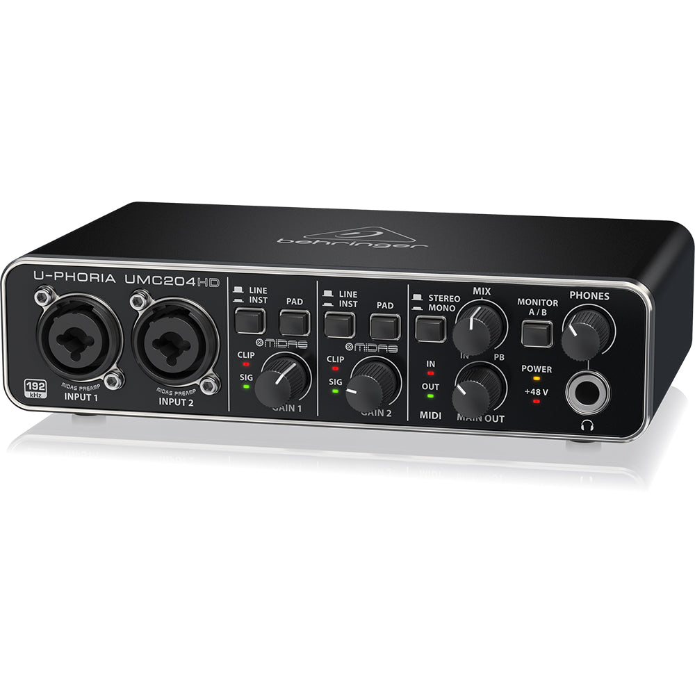 Behringer UMC204HD USB Audio Interface with MIDAS Mic Preamplifiers