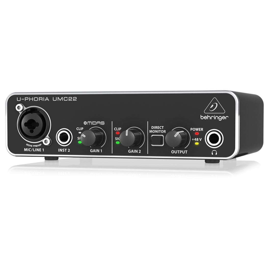 Behringer U-PHORIA UMC22 2x2 USB Audio Interface with Midas Mic Preamplifier
