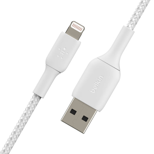 Belkin Boost Charge 1 Meter Braided Lightning to USB-A Cable - White