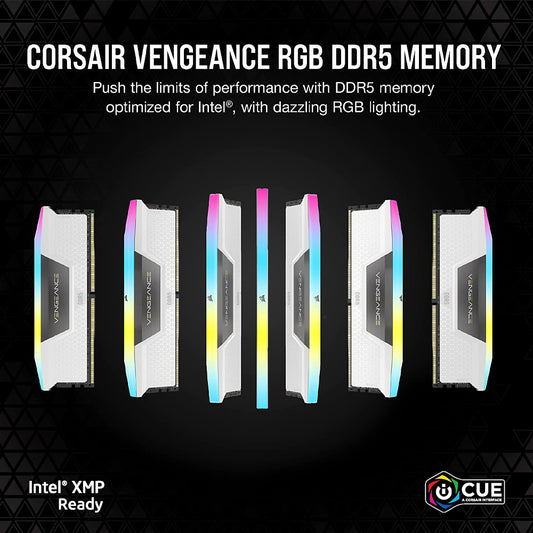 Corsair Vengeance 32GB (2x16GB) DDR5 RAM 5600MHz CL36 White RGB Desktop Memory