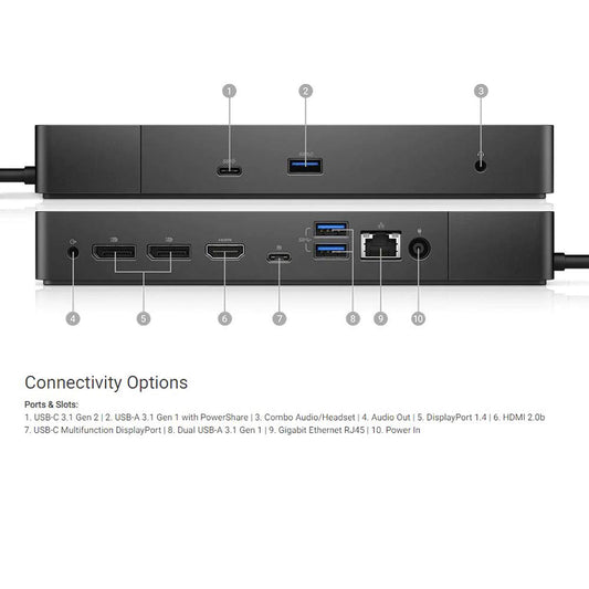 Dell Performance WD19DC Docking Station with USB-C RJ-45 and Express Charge Feature