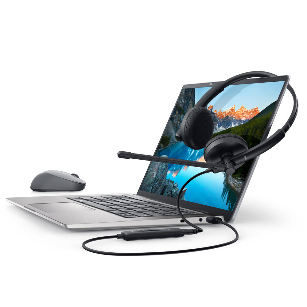 DELL WH1022 Wired Stereo Over Ear Active Noise Cancellation Headset with Boom Mic - Black