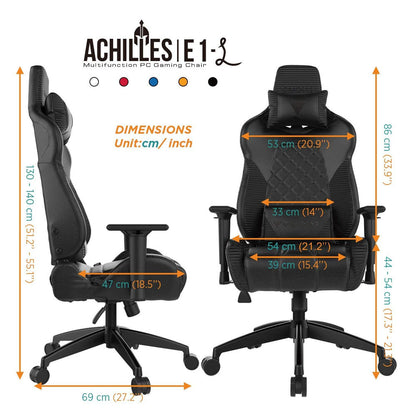 Gamdias Achilles E1 L RGB Gaming Chair with Customizable Lighting and 135° Adjustable Backrest - Black