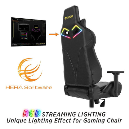 Gamdias Achilles E1 L RGB Gaming Chair with Customizable Lighting and 135° Adjustable Backrest - Black
